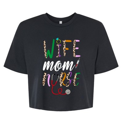 Wife Mom Nurse Cheetah Bella+Canvas Jersey Crop Tee