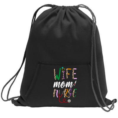 Wife Mom Nurse Cheetah Sweatshirt Cinch Pack Bag