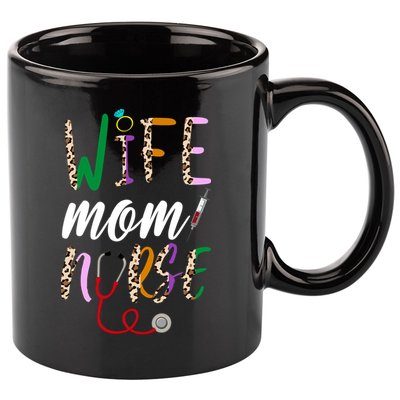 Wife Mom Nurse Cheetah 11oz C Handle Ceramic Mug