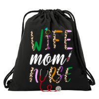 Wife Mom Nurse Cheetah Drawstring Bag