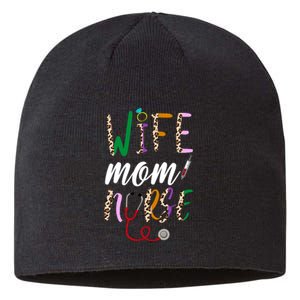 Wife Mom Nurse Cheetah Sustainable Beanie