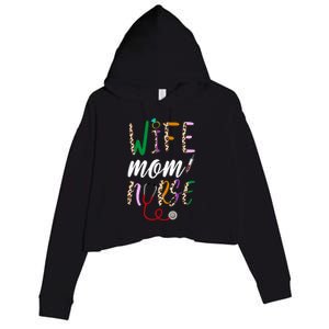 Wife Mom Nurse Cheetah Crop Fleece Hoodie