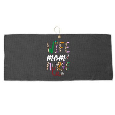 Wife Mom Nurse Cheetah Large Microfiber Waffle Golf Towel