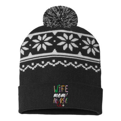 Wife Mom Nurse Cheetah USA-Made Snowflake Beanie