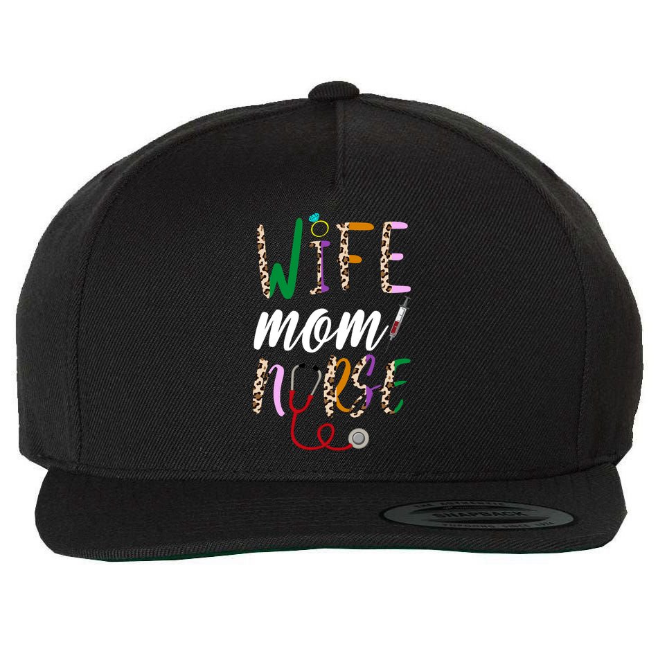 Wife Mom Nurse Cheetah Wool Snapback Cap