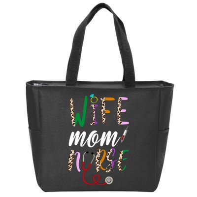 Wife Mom Nurse Cheetah Zip Tote Bag