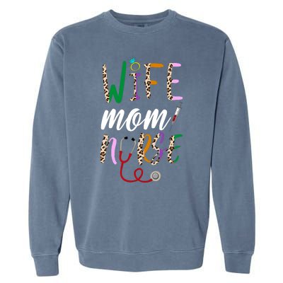 Wife Mom Nurse Cheetah Garment-Dyed Sweatshirt