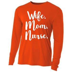 Wife Mom Nurse Mothers Day Funny Gift For Mommy Rn Fun Great Gift Cooling Performance Long Sleeve Crew