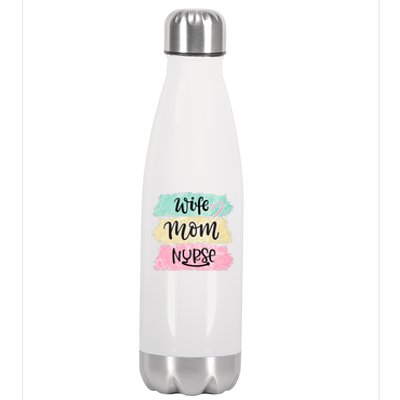 Wife Mom Nurse Funny Nursing Cool Gift Stainless Steel Insulated Water Bottle