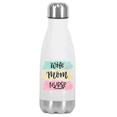 Wife Mom Nurse Funny Nursing Cool Gift Stainless Steel Insulated Water Bottle