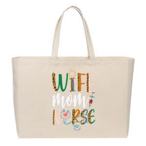 Wife Mom Nurse Wo RN LPN Mothers Day Gift For Nurses Cotton Canvas Jumbo Tote