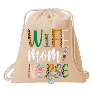 Wife Mom Nurse Wo RN LPN Mothers Day Gift For Nurses Drawstring Bag