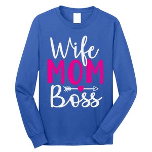 Wife Mom N Boss N Hustle New Mothers Day Gift Long Sleeve Shirt