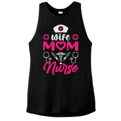 Wife Mom Nurse Funny T Ladies PosiCharge Tri-Blend Wicking Tank