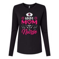 Wife Mom Nurse Funny T Womens Cotton Relaxed Long Sleeve T-Shirt