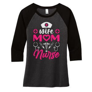 Wife Mom Nurse Funny T Women's Tri-Blend 3/4-Sleeve Raglan Shirt