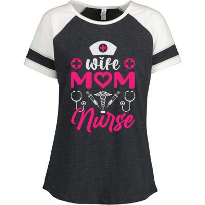 Wife Mom Nurse Funny T Enza Ladies Jersey Colorblock Tee