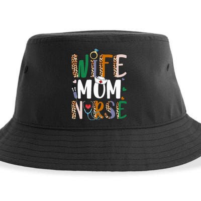 Wife Mom Nurse Wo RN LPN Mothers Day For Nurses Sustainable Bucket Hat