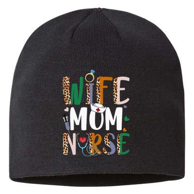 Wife Mom Nurse Wo RN LPN Mothers Day For Nurses Sustainable Beanie