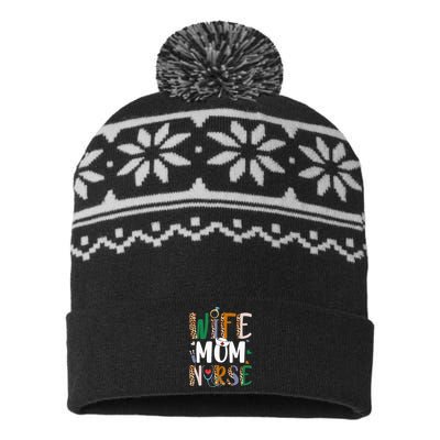 Wife Mom Nurse Wo RN LPN Mothers Day For Nurses USA-Made Snowflake Beanie