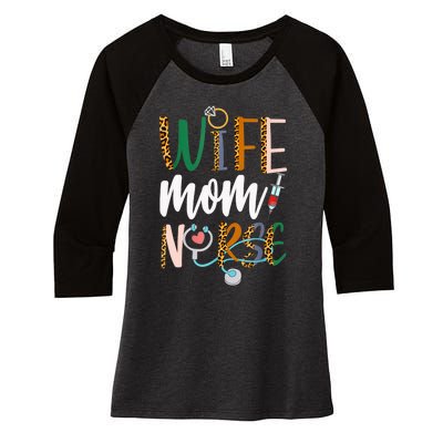 Wife Mom Nurse Womens RN LPN Mothers Day Nurse Week 2022 Women's Tri-Blend 3/4-Sleeve Raglan Shirt