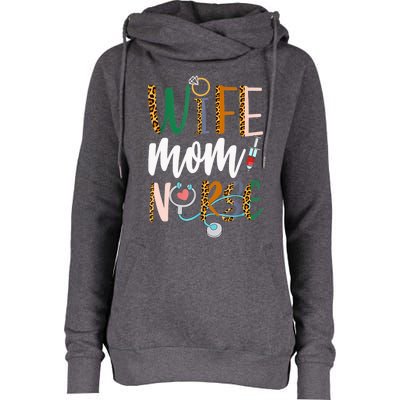 Wife Mom Nurse Womens RN LPN Mothers Day Nurse Week 2022 Womens Funnel Neck Pullover Hood