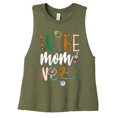 Wife Mom Nurse Womens RN LPN Mothers Day Nurse Week 2022 Women's Racerback Cropped Tank