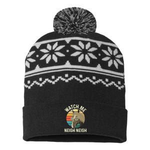 Watch Me Neigh Neigh Horse Lover Equestrian Horse Rider USA-Made Snowflake Beanie