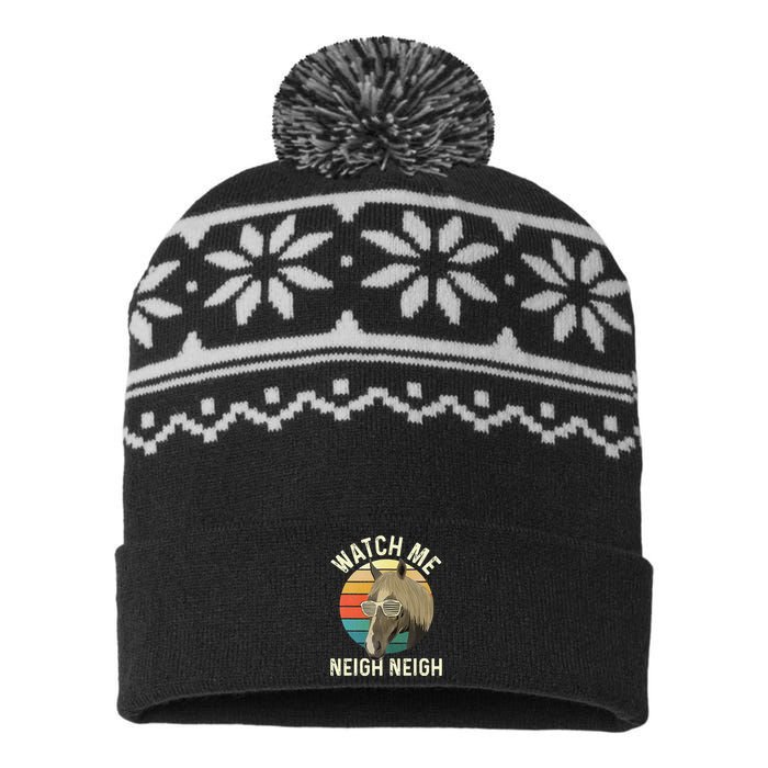 Watch Me Neigh Neigh Horse Lover Equestrian Horse Rider USA-Made Snowflake Beanie