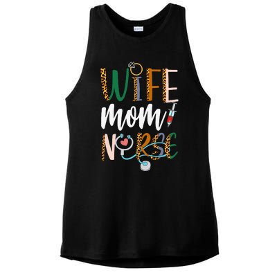 Wife Mom Nurse RN LPN Mothers Day For Nurses Ladies PosiCharge Tri-Blend Wicking Tank