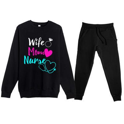 Wife Mom Nurse RN LPN Mothers Day Gift For Nurses Premium Crewneck Sweatsuit Set