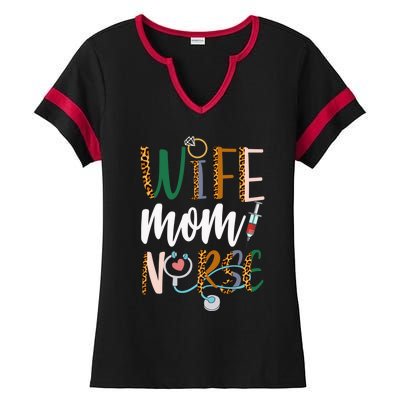 Wife Mom Nurse Rn Lpn Mothers Day For Nurses Gift Ladies Halftime Notch Neck Tee