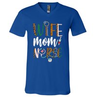 Wife Mom Nurse Rn Lpn Mothers Day For Nurses Gift V-Neck T-Shirt