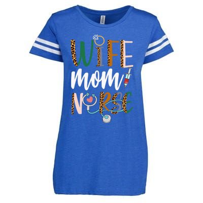 Wife Mom Nurse Rn Lpn Mothers Day For Nurses Gift Enza Ladies Jersey Football T-Shirt