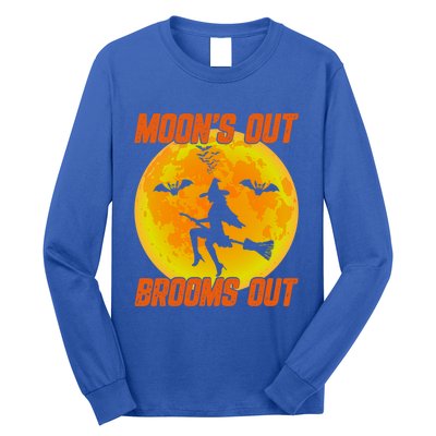 Witchy Moons Out Brooms Out Halloween Moon Graphic Gift Long Sleeve Shirt