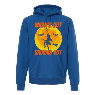 Witchy Moons Out Brooms Out Halloween Moon Graphic Gift Premium Hoodie