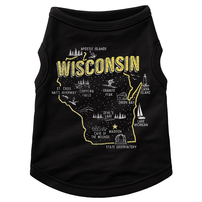 Wisconsin Map Of Memorable Spots Doggie Tank