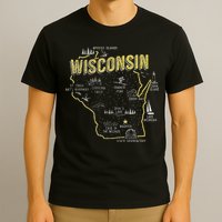 Wisconsin Map Of Memorable Spots T-Shirt