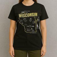 Wisconsin Map Of Memorable Spots T-Shirt