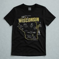 Wisconsin Map Of Memorable Spots T-Shirt