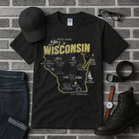 Wisconsin Map Of Memorable Spots Tall T-Shirt
