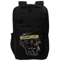 Wisconsin Map Of Memorable Spots Impact Tech Backpack