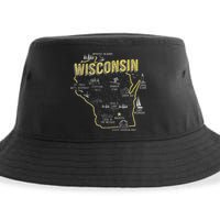 Wisconsin Map Of Memorable Spots Sustainable Bucket Hat