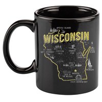 Wisconsin Map Of Memorable Spots 11oz C Handle Ceramic Mug