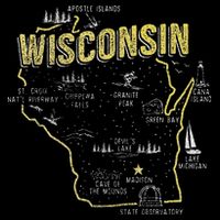 Wisconsin Map Of Memorable Spots Drawstring Bag