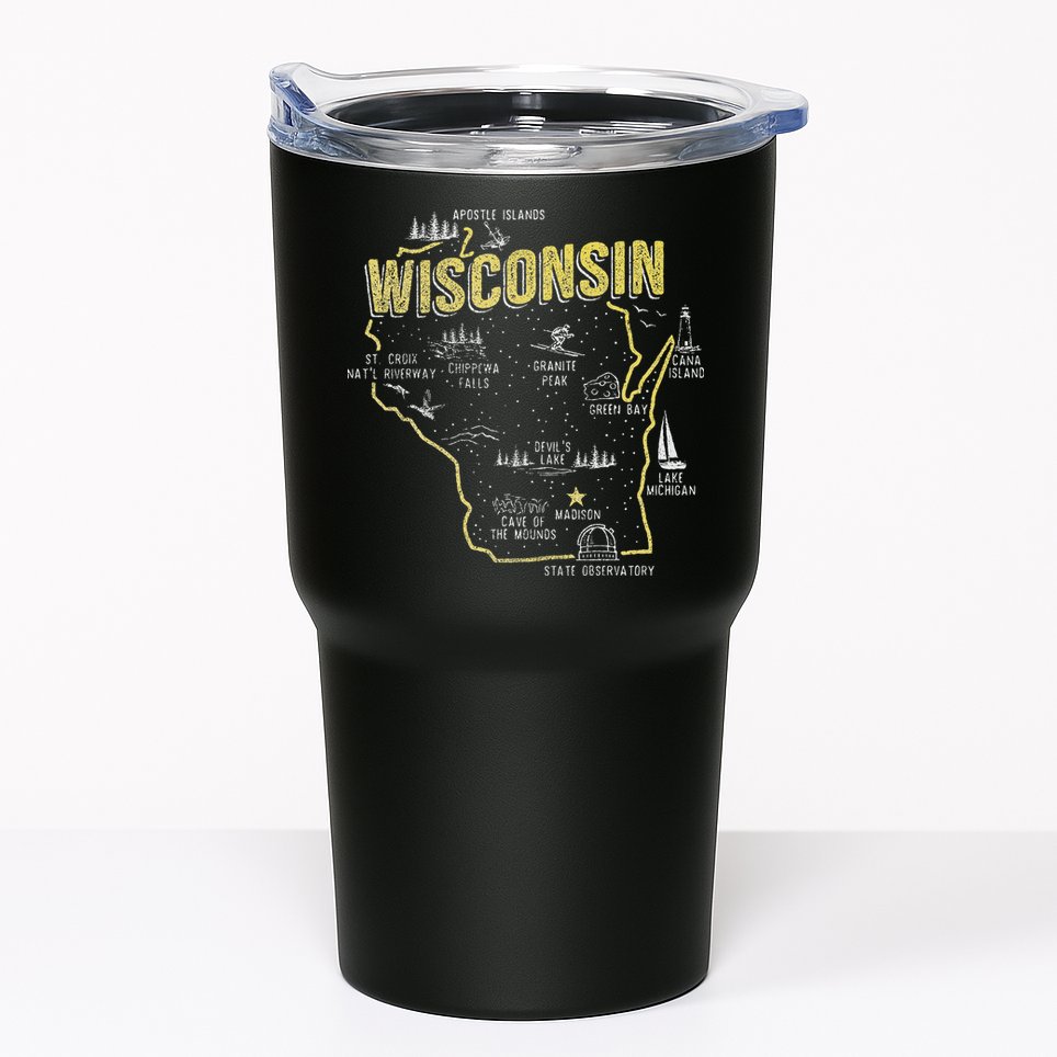 Wisconsin Map Of Memorable Spots Tumbler