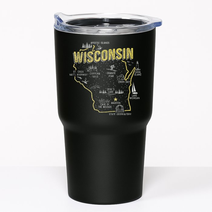Wisconsin Map Of Memorable Spots Tumbler