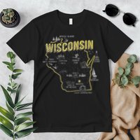 Wisconsin Map Of Memorable Spots Premium T-Shirt