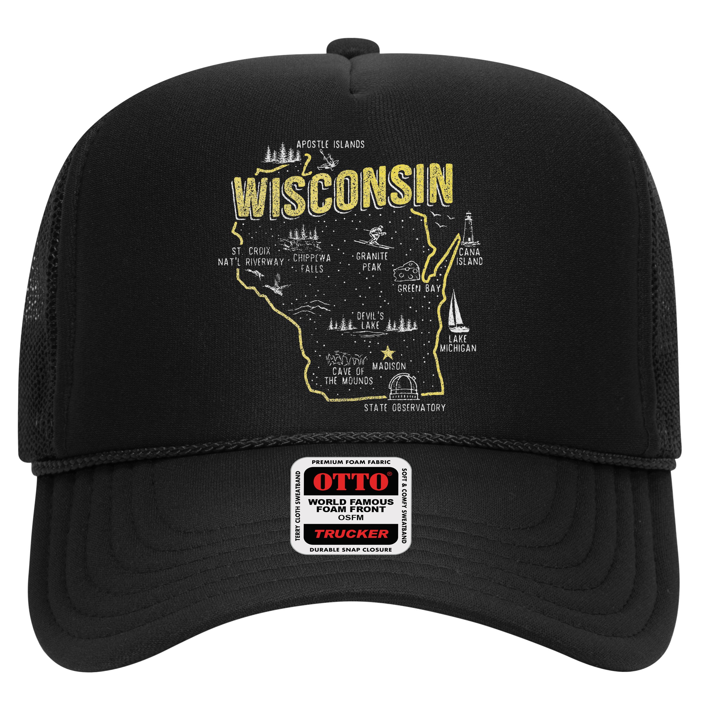 Wisconsin Map Of Memorable Spots Hat