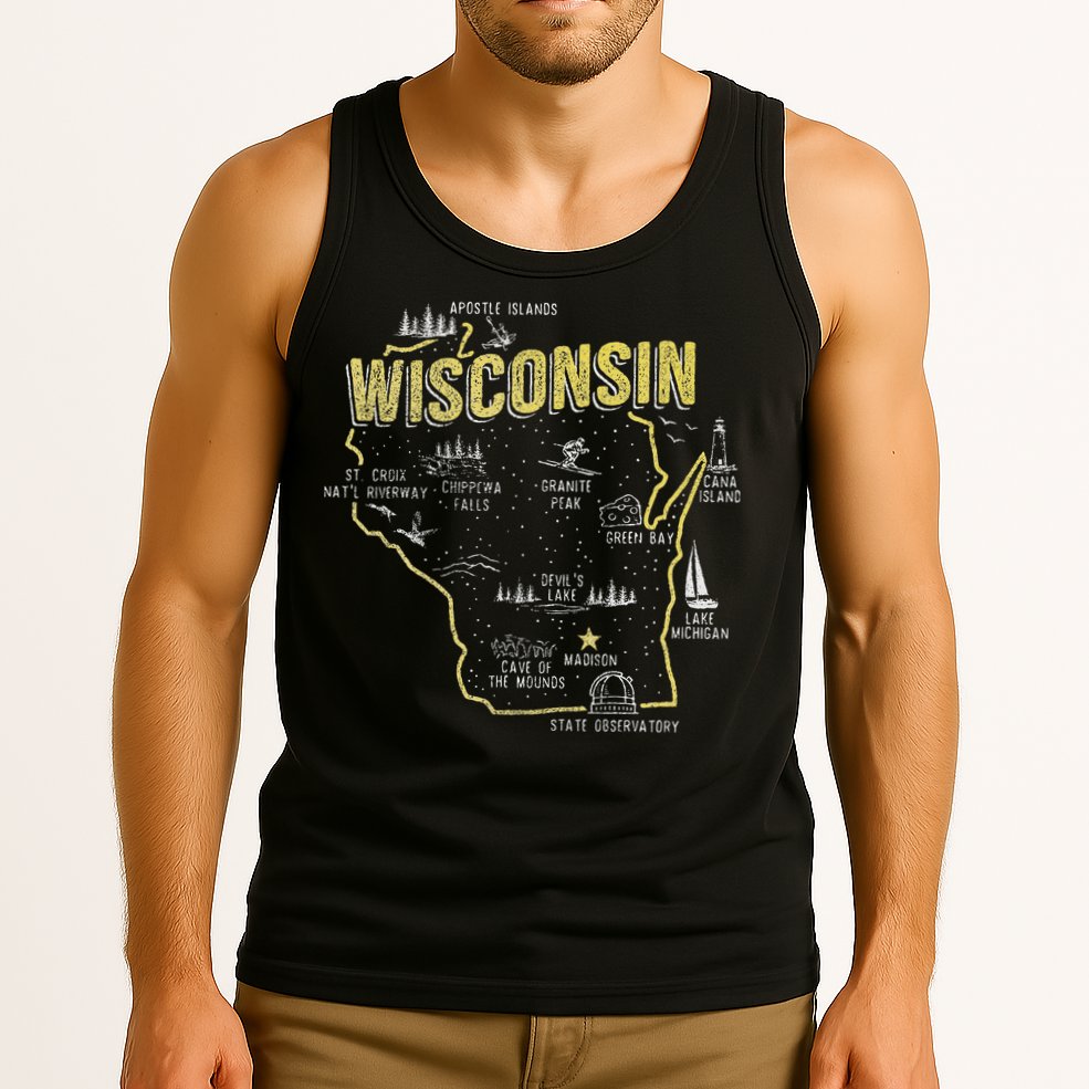 Wisconsin Map Of Memorable Spots Tank Top